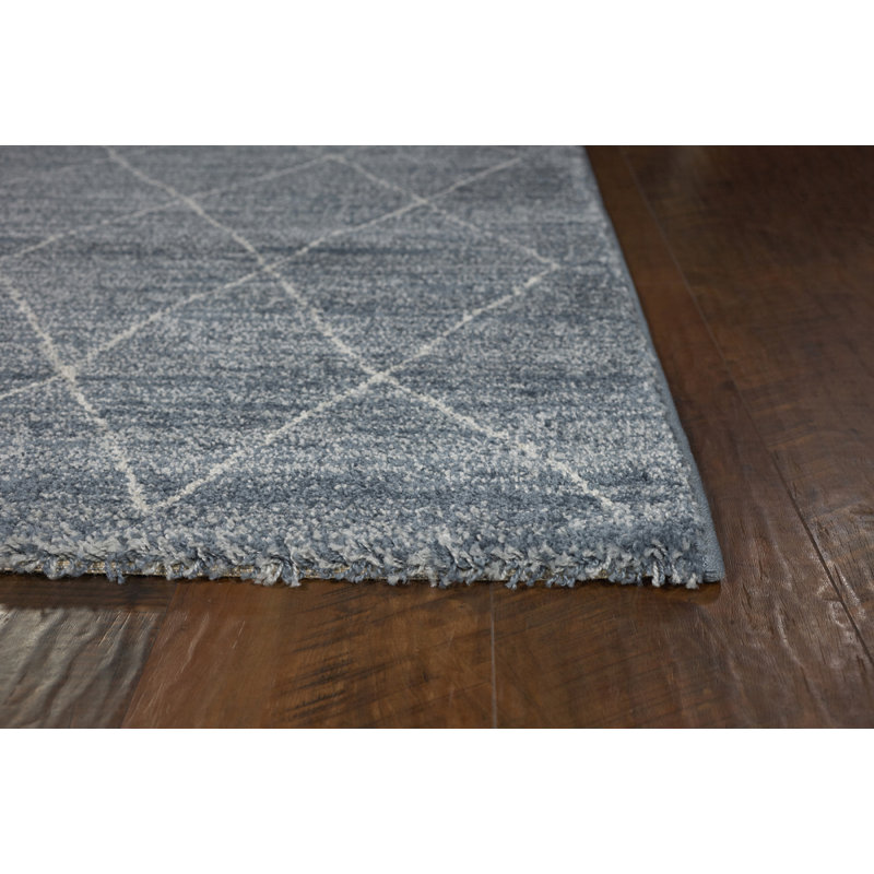 Pantaleon Geometric Blue Area Rug, Rectangle 5'3" x 7'7"