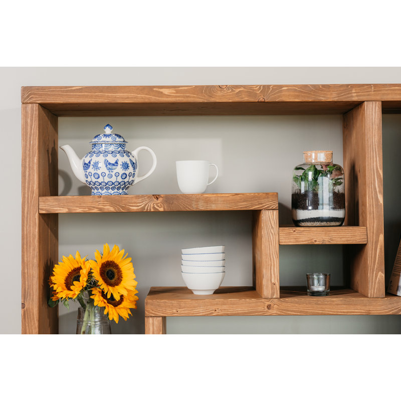 Blackhorse 200cm H x 142cm W Solid Wood Geometric Bookcase, 200cm H x 142cm W x 39cm D, Dark Oak
