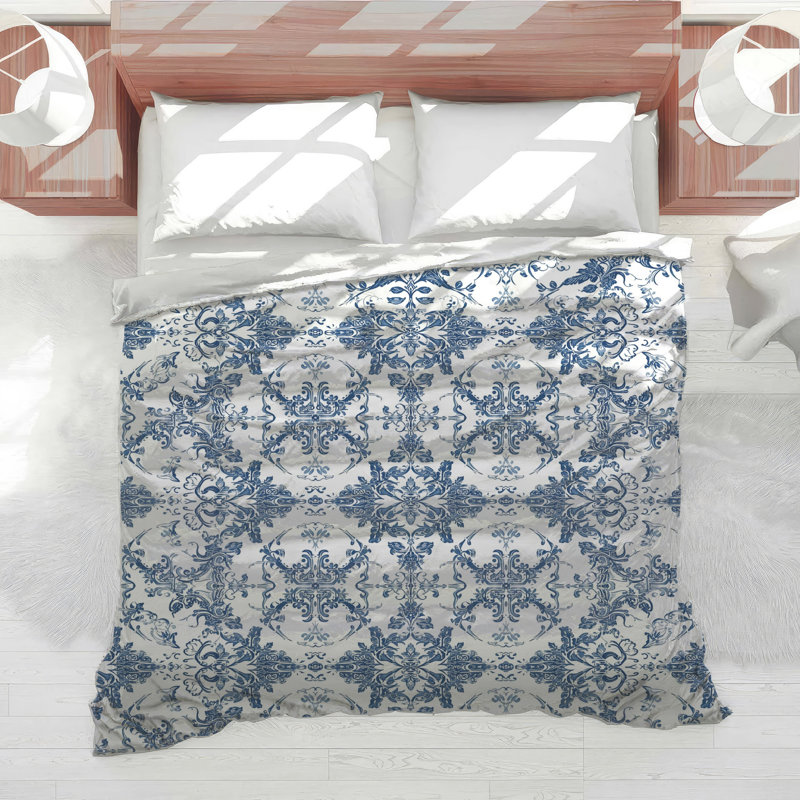 Intricate Blue Damask Comforter, Twin Extra Long