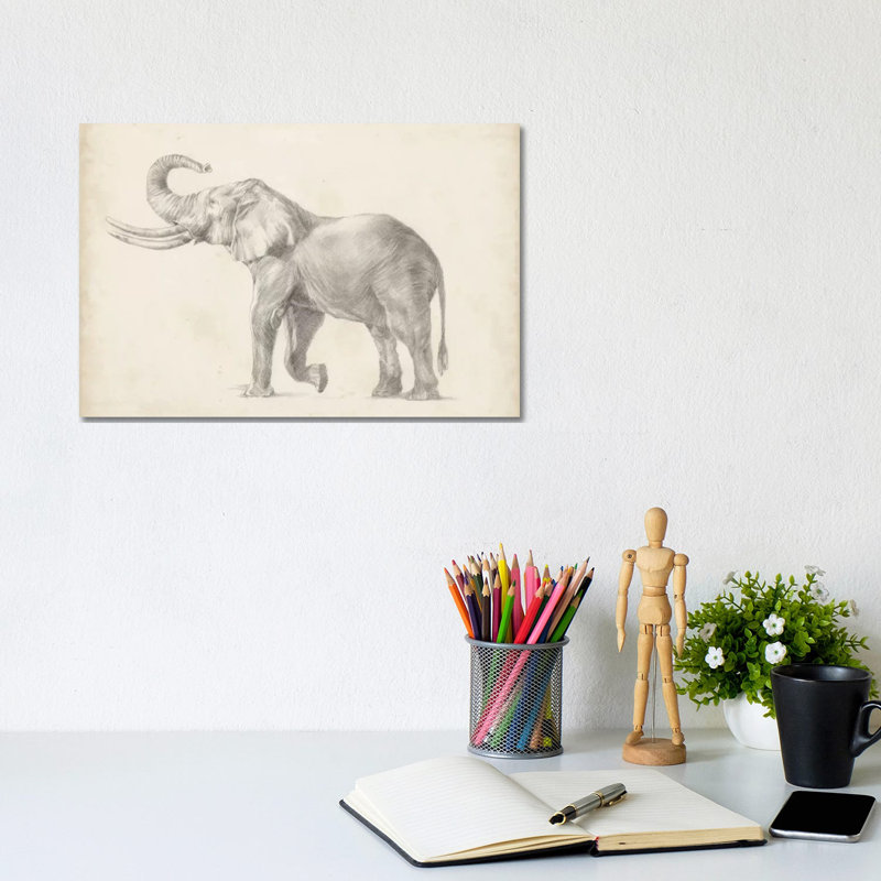 Elephant Sketch I by Ethan Harper - Wrapped Canvas Gallery-Wrapped Canvas Giclée, 20.32 cm H x 30.48 cm W