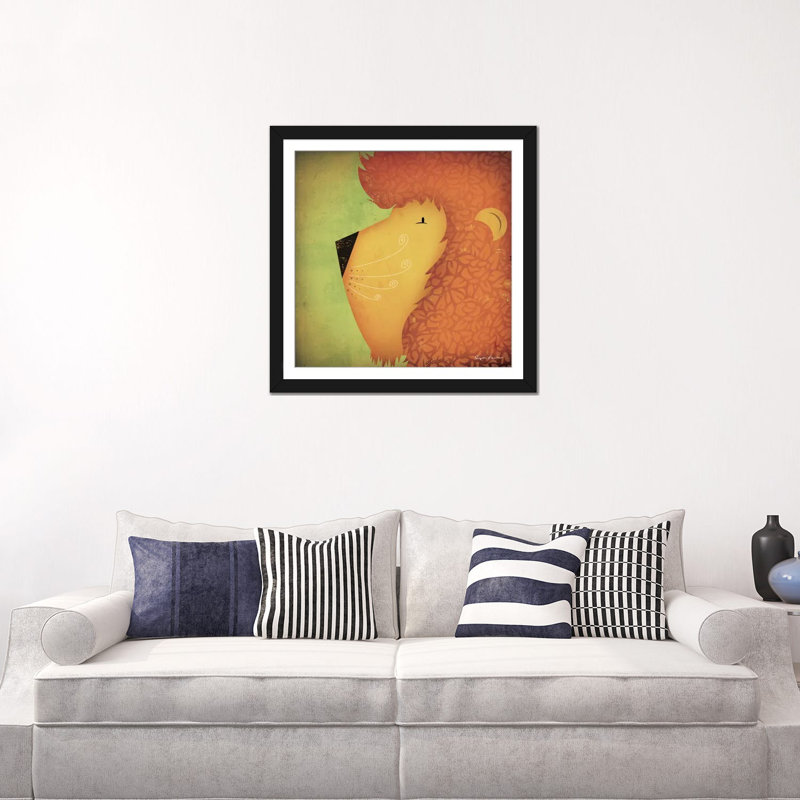 «Menoher Lion Wow», art encadré, Papier d'art encadré noir, H 24 po x l 24 po x P 1 po