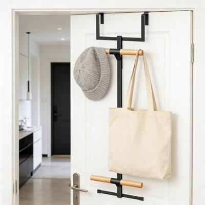Over The Door Backpack Hanger - 2 Tier Heavy Duty Metal Storage Rack With Hooks For School Bags, Organizer For Closet And Door