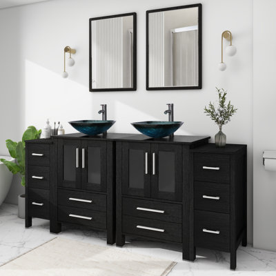 Ensemble de meuble-lavabo double 72 po avec miroir Naseer