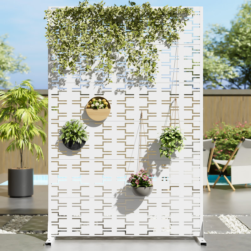 Panneau de clôture en métal H 6 pi x l 4 pi, Blanc, 72" H x 47" W x 16" D