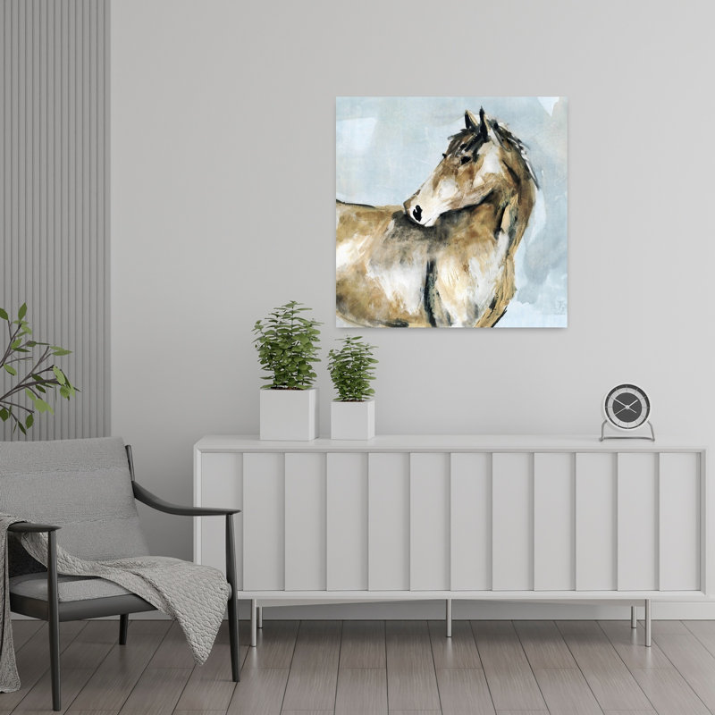 «Graceful Stature Abstract Contemporary Peaceful Horse Nature Portrait», art mural, H 24 po x l 24 po