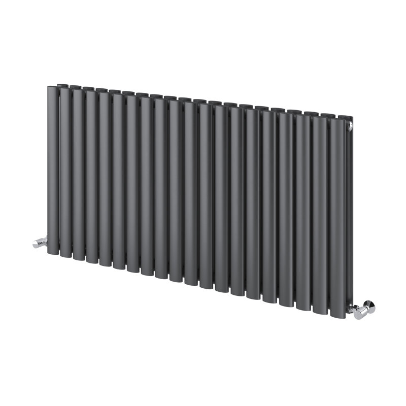 Horizontal Oval Panel Radiators, 600mm H x 1180mm W, Grey
