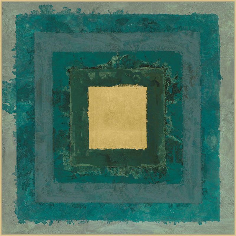 Teal Squares' Framed Print on Canvas