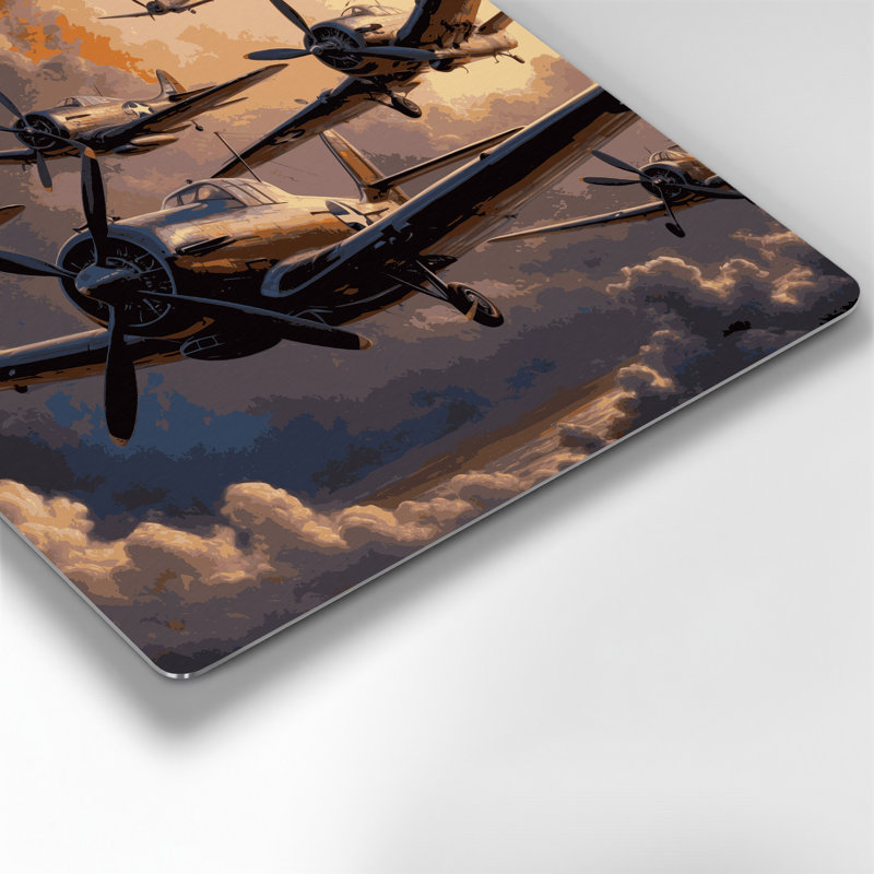 Transport, avions à hélices rétro, art mural en métal brun, H 16 po x l 16 po x P 0,05 po