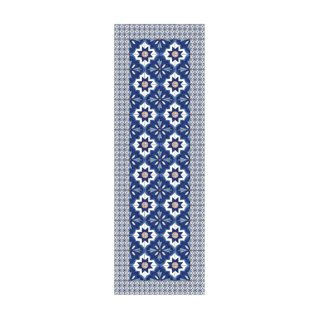 Rectangular Hardine Geometric Blue/White/Green Area Rug
