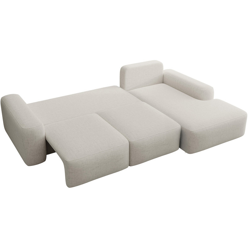 Carnos L-shaped Sofa Bed with Ball Cushion, Right Hand Facing, Cream