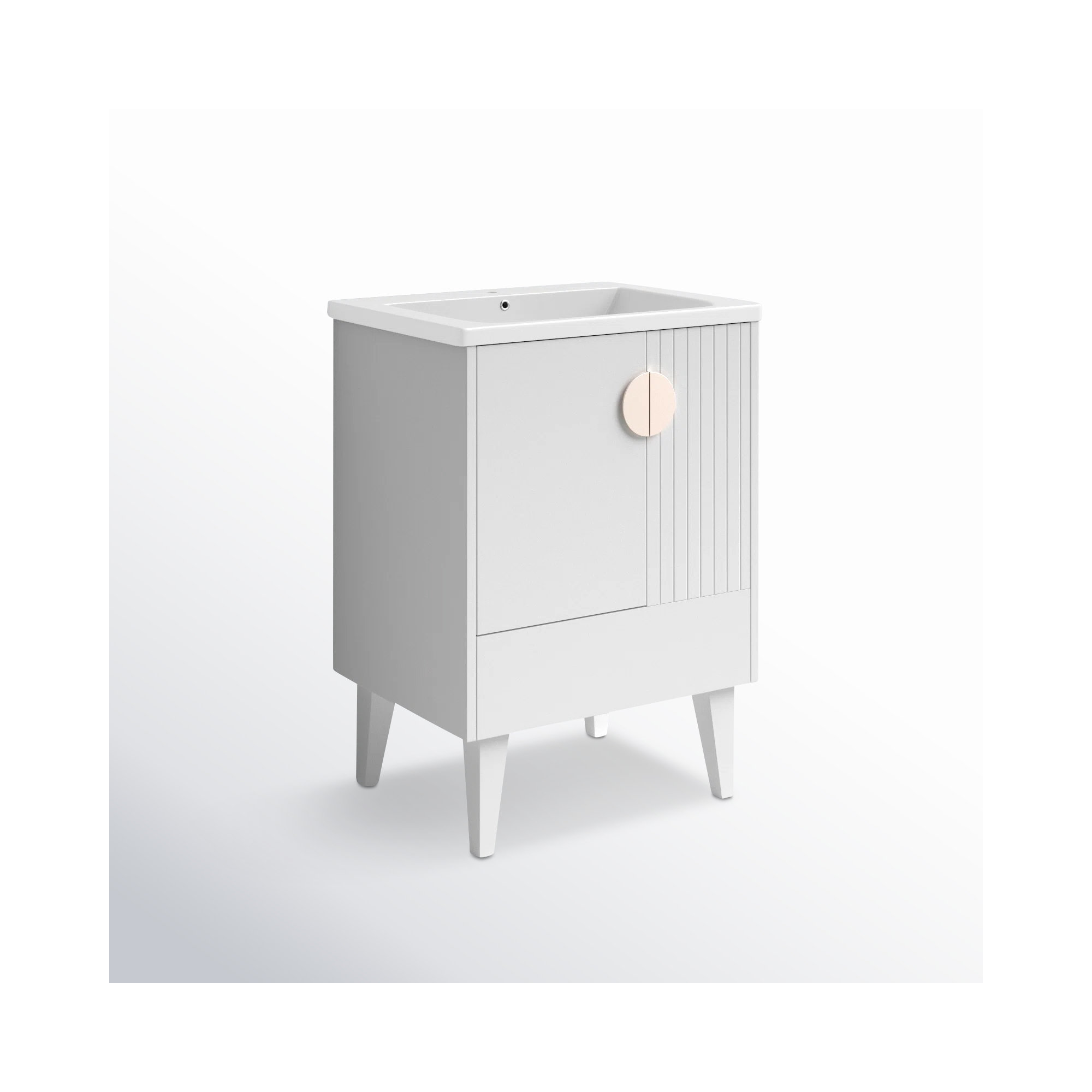 Saimah 24'' Single Bathroom Vanity, Satin Nickel, White Matte