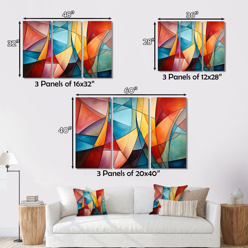 «Cubism Rainbow Forms III - Cubism», reproduction d'art sur toile, H 28 po x l 36 po x P 1 po