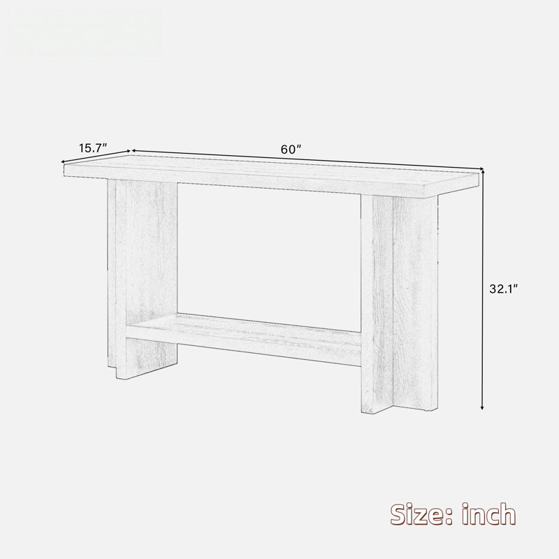 Vintage Console Table With T-leg Design And 2-tier Structure, Black