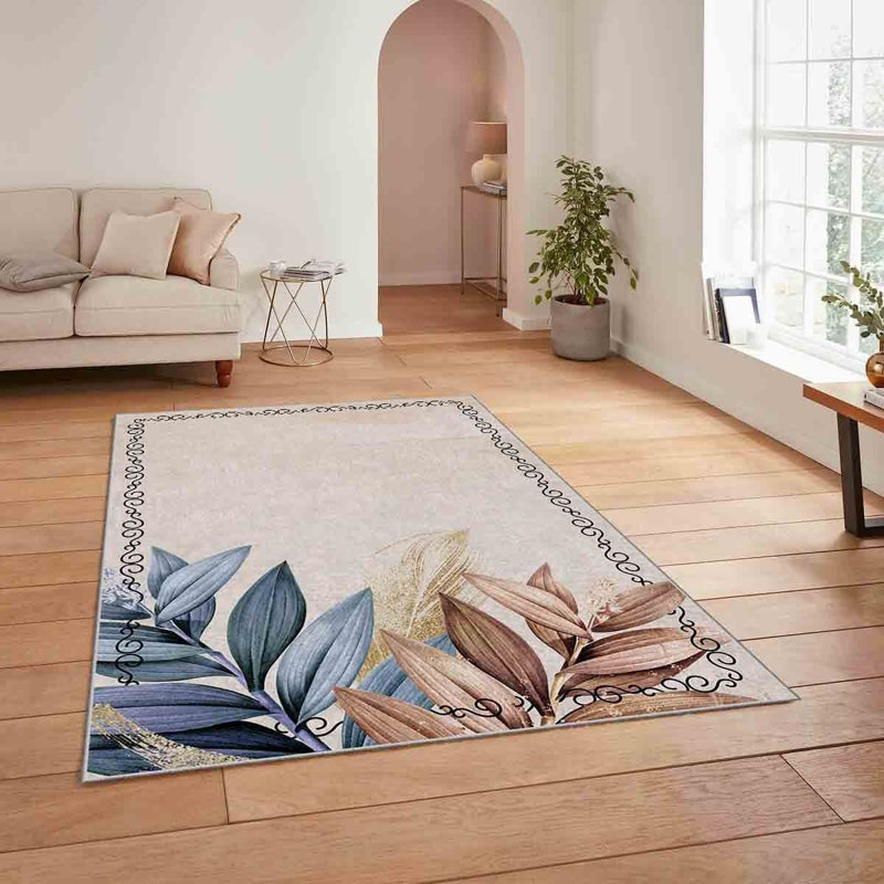 Premium Woven Carpet, 4 ft x 6 ft, 100% Polyester, 740 g/m² | Non-Slip Felt Dot Underside, Machine Washable at 86°F, Low Pile Height: 0.2 in | Digital Print Design, Easy to Clean & Maintain, Ideal for Living Room & Office