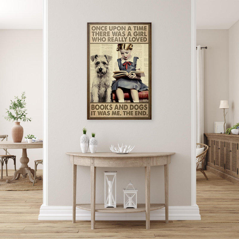 A Girl Who Really Loved Books And Dogs - 1 Piece Rectangle Graphic Art Print On Wrapped Canvas, H 36 po x l 24 po x P 1,25 po