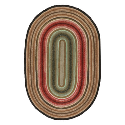 One-of-a-Kind 3'7" X 5'6" 1920s Oval Wool Area Rug