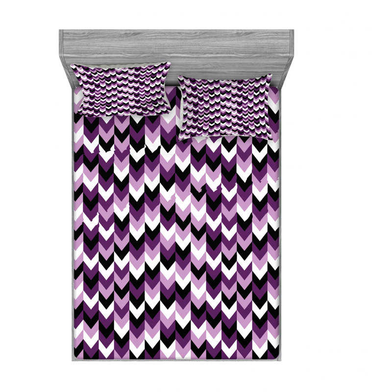 Microfiber Chevron Sheet Set, Full/Double Sheet Set with Fitted Sheet