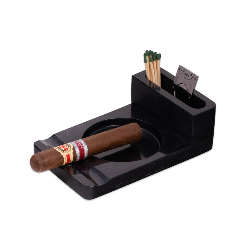 Bey-Berk Marble Ashtray, Black