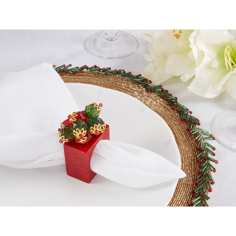 Rond de serviette festonné carré (ensemble de 4)