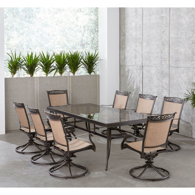 Bucher 8 - Person Patio Dining Set with Rectangular Table