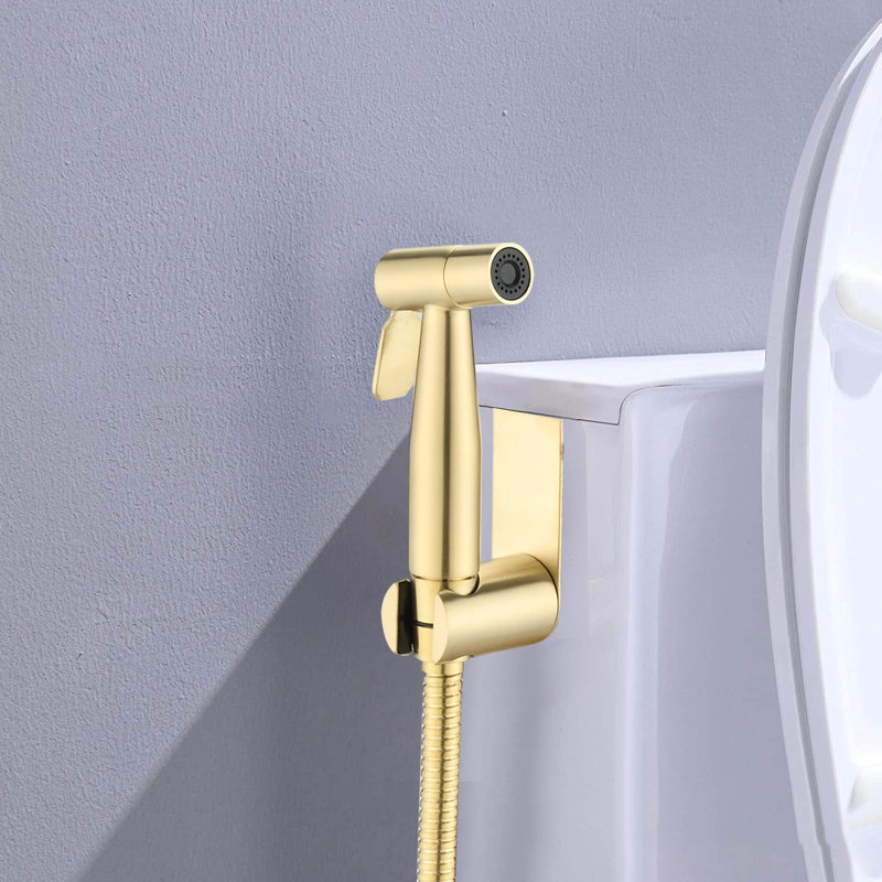 Handheld Cloth Diaper & Bathroom Bidet - Brushed Gold Metal, Hygienic Spray Tool, Adjustable , Rust- Body Toilet Kit Handheld, Cleansing, Customizable Rust Finish