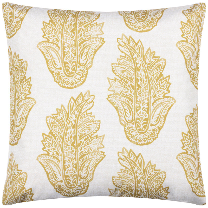 Kalindi Paisley Indoor / Outdoor Floral Square Throw Cushion, Yellow