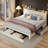 Upholstered Bed Frame with 3 Drawers, Bed with Storage Headboard and Charging Station-1254871271-1248422149