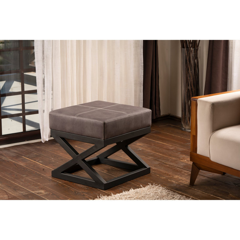 Industrial Style Pouffe, Anthracite, 18.1 x 17.3 x 18.1 inches | Durable, 32 DNS Foam for Comfort | Sturdy Metal Legs (12.8 inches High) | Easy to Clean, Perfect for Modern Living Spaces