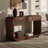 Classic-Style Console Table, 3 Storage Drawers, Display Shelf, Curved Legs, Painted Finish, Entryway/Hallway/Living Room, Walnut-129172961