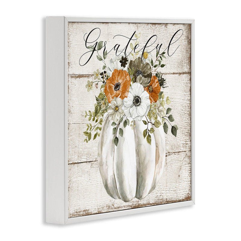 Art de giclée encadrée de citrouille florale reconnaissante par LSR Design Studio, Giclée encadrée blanc bord de mer