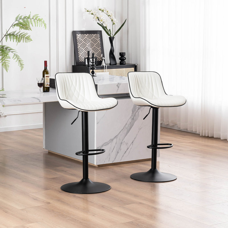 Tabourets de bar pivotants à hauteur réglable Zager, tabourets de comptoir rembourrés en cuir, tabouret de pub moderne, Blanc
