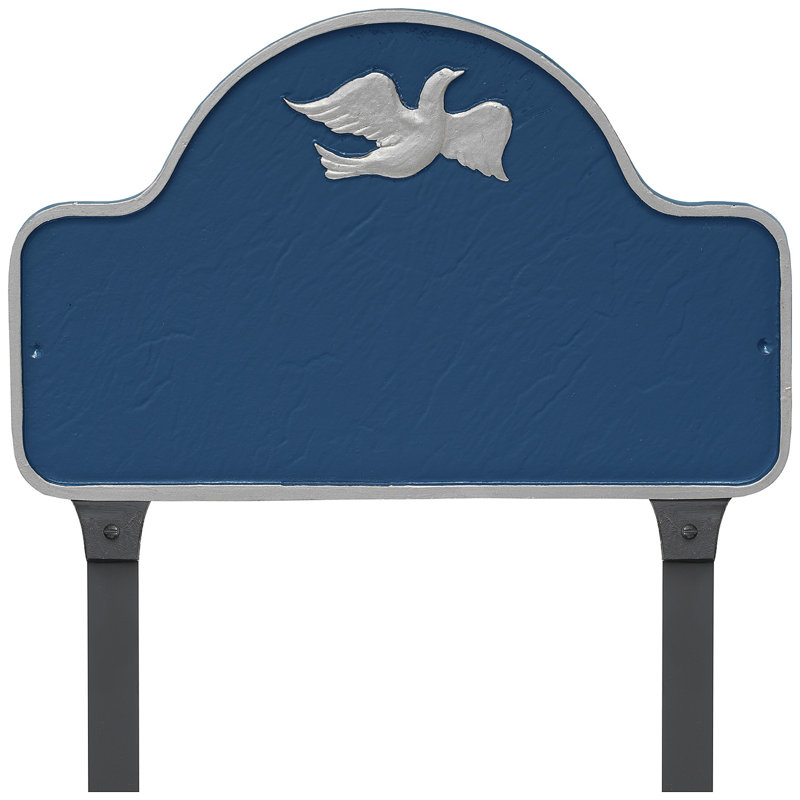 Plaque d'adresse avec colonnettes Dove Arch, Bleu de mer / Argent, Oui