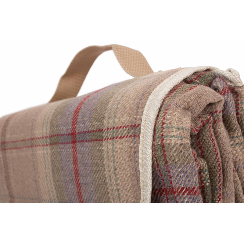 Lavender Tartan Effect Picnic Blanket Rug