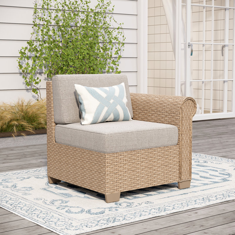 Outdoor Conversation Patio Sofa Chair Right Arm With Rattan, Left-Arm Facing