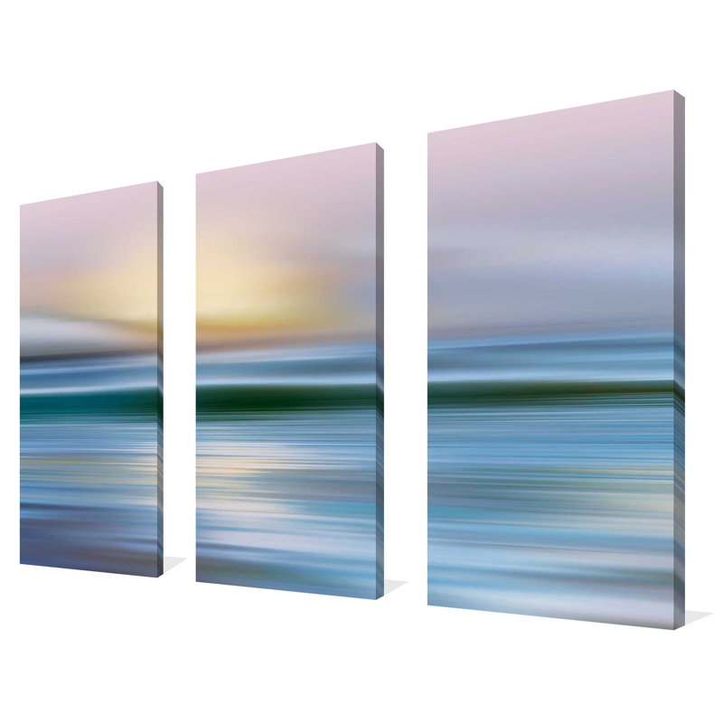 «Early Morning Zuma Beach», ensemble de 3 peintures sur toile tendue, H 32 po x l 48 po x P 0,75 po