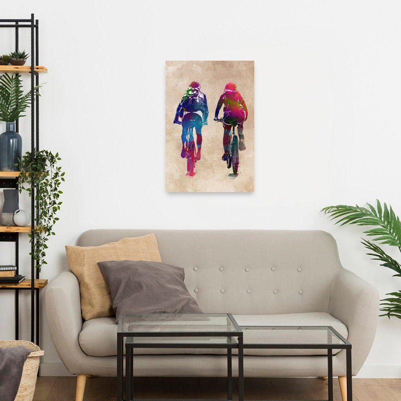 «Vibrant Cycling Journey», art mural contemporain, 24" H x 16" W