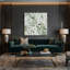 "Watercolor Floral 95", art mural sur toile verte