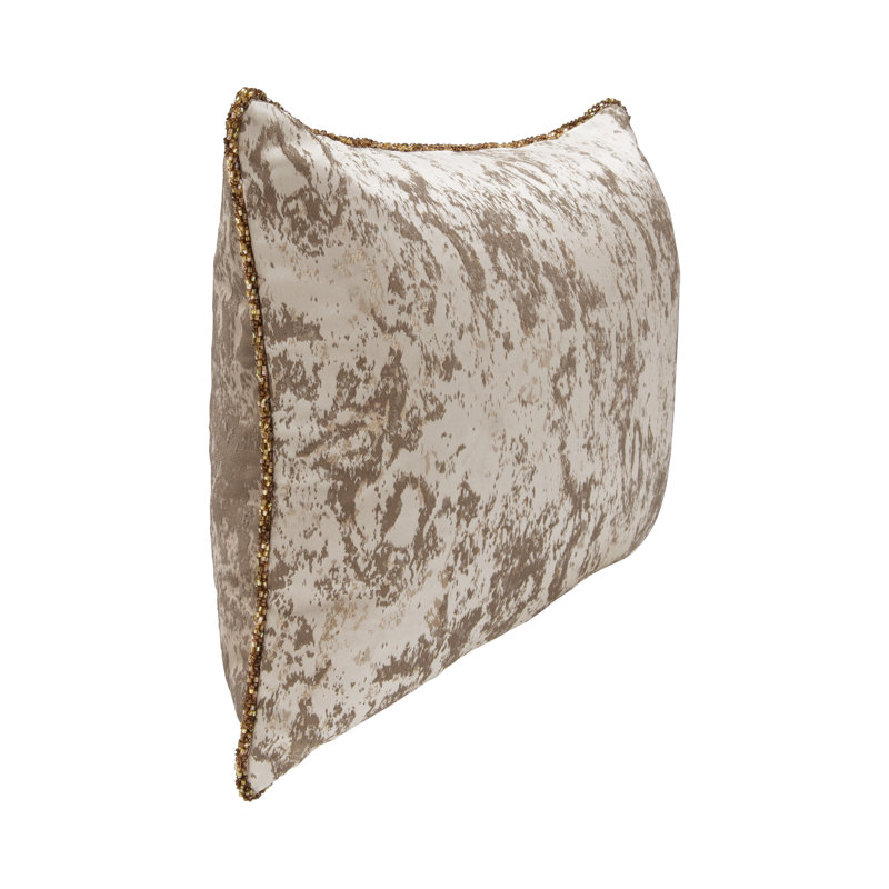Mica Brocade Woven Throw Pillow, Brown/Gold/Cream, Duck Down/Feather