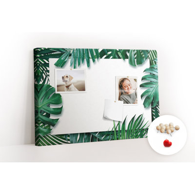 Wall Mounted bulletin board print wall art kitchen notice board home office corkboard Tropical leaves
