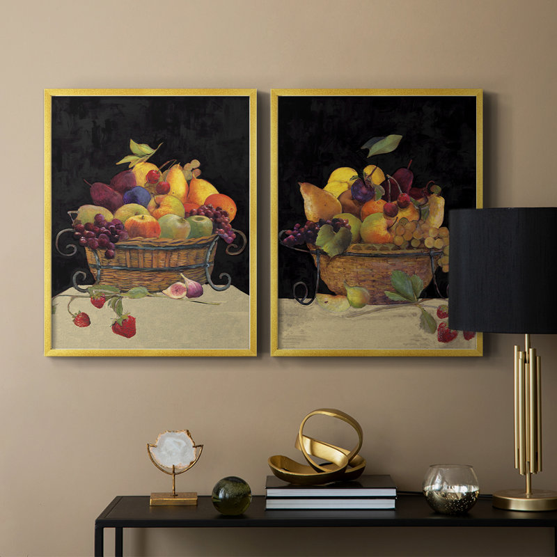 Corbeille de fruits I Revisit - reproduction encadrée de qualité supérieure - prête à être accrochée - aucun clou requis - aucun clou requis