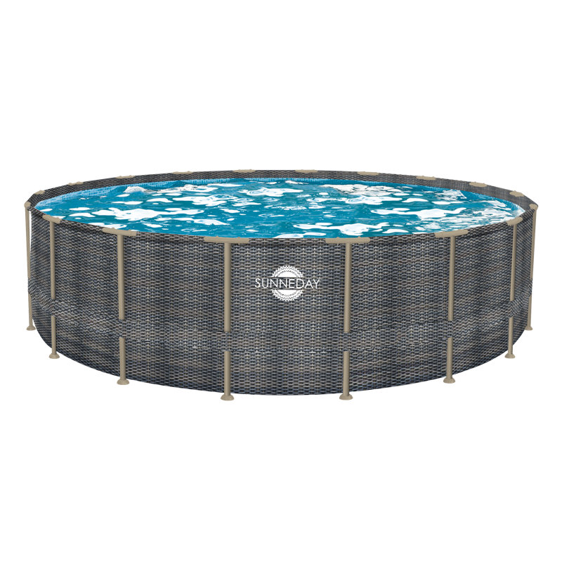 Sunneday 24' Round Rattan Soft-Sided Pool with Metal Frame