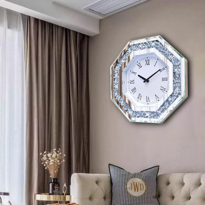Octagonal Mirror Glass Clock