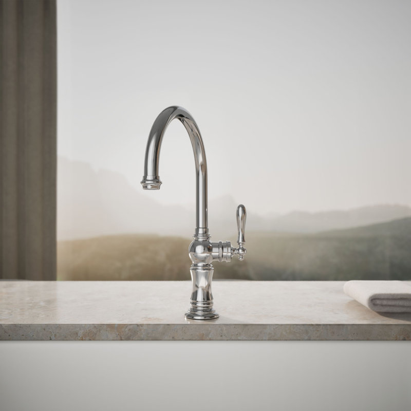 Robinet de cuisine à trou unique avec bec pivotant Artifacts, Chrome poli