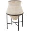 Vase large en métal Cole et gris avec supports en métal noir-123920875