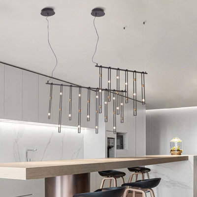 Luminaire suspendu industriel moderne avec 22 lumières à brides Monoline