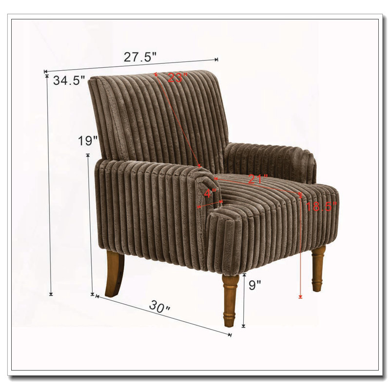 Chaise d'appoint moderne en velours côtelé, Café noir