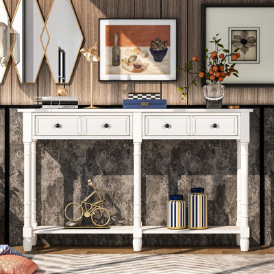 Mccaw Console Table Sofa Table Easy Assembly with Two Storage Drawers and Bottom Shelf for Living Room, Entryway