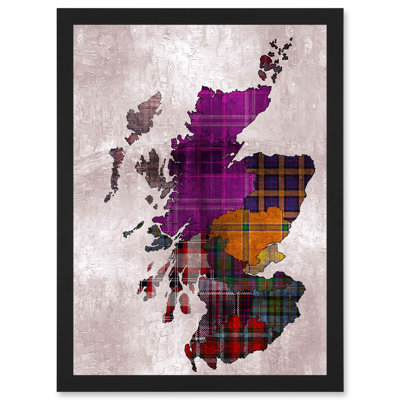 Tartan Map Of Scotland - Single Picture Frame Print