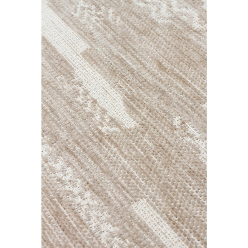 Stylish Flatweave Area Rug, Cream Color, 6.6 x 9.5 Feet | 60% Cotton / 40% Polyester, 1.3 lbs/sq ft, No Pile | Machine Washable at 86°F, Easy to Clean, Perfect for Living Room & Bedroom Décor