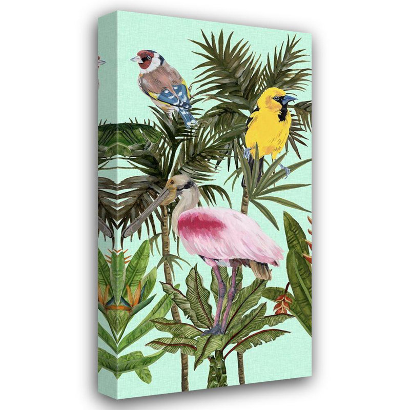 Toile tendue avec châssis Lark Manor ™ Wang, Melissa, titrée Birds Paradise II, H 48 po x l 26 po